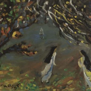 3.Trần Khánh Chương, bên hồ, lụa, 57×84, 1993