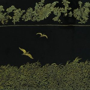 Huỳnh Văn Thuận, Hồn quê hương, sơn khắc, 80x120cm, 1998