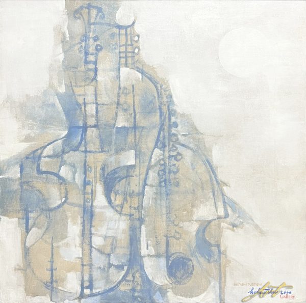 Hồ Hữu Thủ, bản hoà tấu dưới trăng, sơn dầu, 99x100cm, 2000