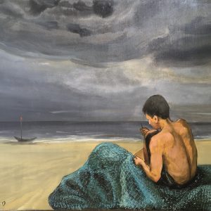 Lê Huy Tiếp, lưới cá, sơn dầu, 80x100cm, 2019