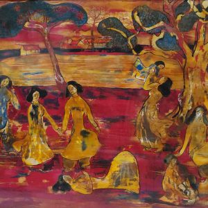 Nguyễn Xuân Việt, Vườn xuân, sơn mài, 60×80 cm, 2001