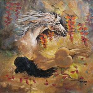 Văn Y, Ngày trở về của ngựa hoang, sơn dầu, 140x150cm