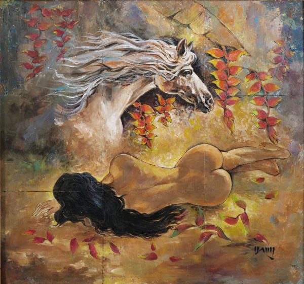 Văn Y, Ngày trở về của ngựa hoang, sơn dầu, 140x150cm
