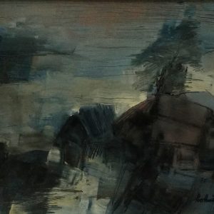 Hồ Hữu Thủ, Phong cảnh, sơn mài, 41x51cm, 2000