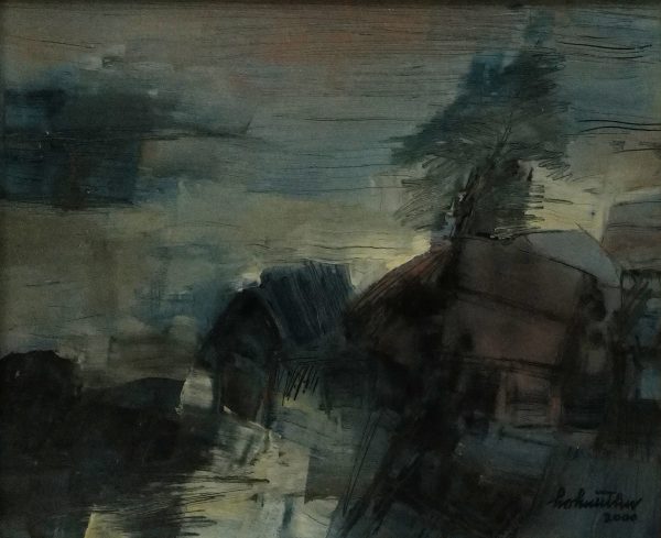 Hồ Hữu Thủ, Phong cảnh, sơn mài, 41x51cm, 2000