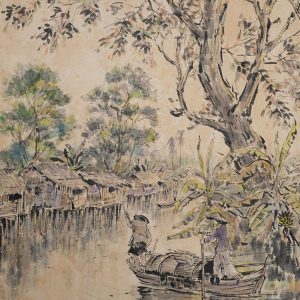 Lâm Kim, Phong cảnh quê, màu nước, 61×48 cm, 1976